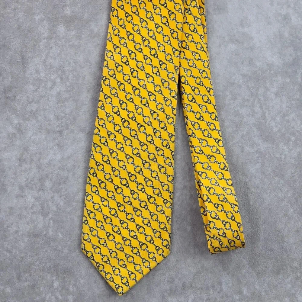 Brooks Brothers Yellow Blue Chain Link Silk Executive Corporate Neck‎ Tie Men's